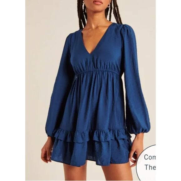 Abercrombie & Fitch Baby Doll Dress in Royal Blue Size XXS - Picture 1 of 6
